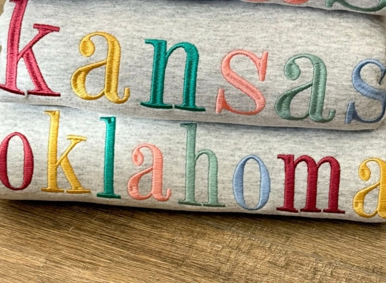 Embroidered State Crewneck
