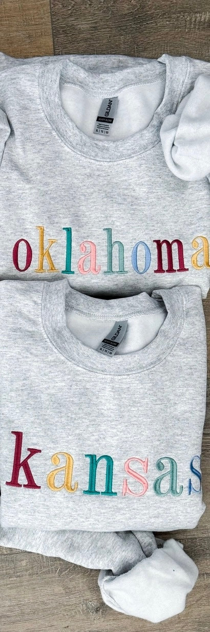 Embroidered State Crewneck