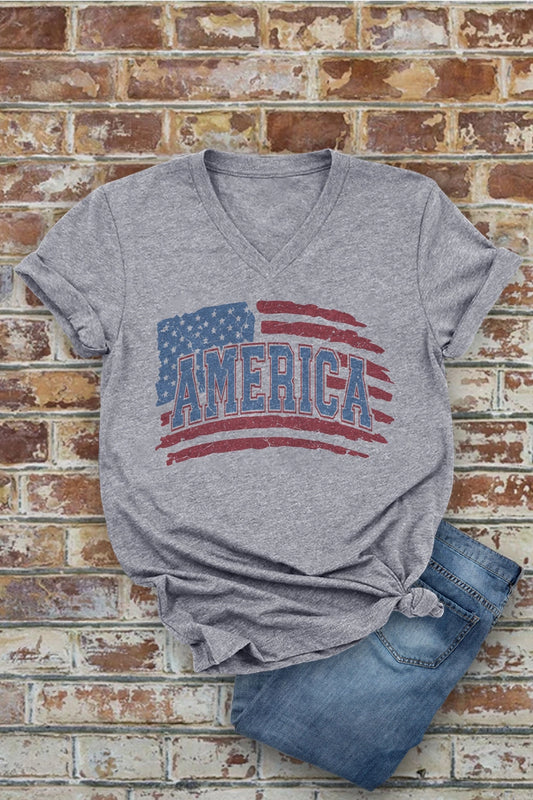 America Flag V-Neck