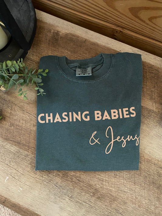 Chasing Babies & Jesus Graphic Tee for Fall